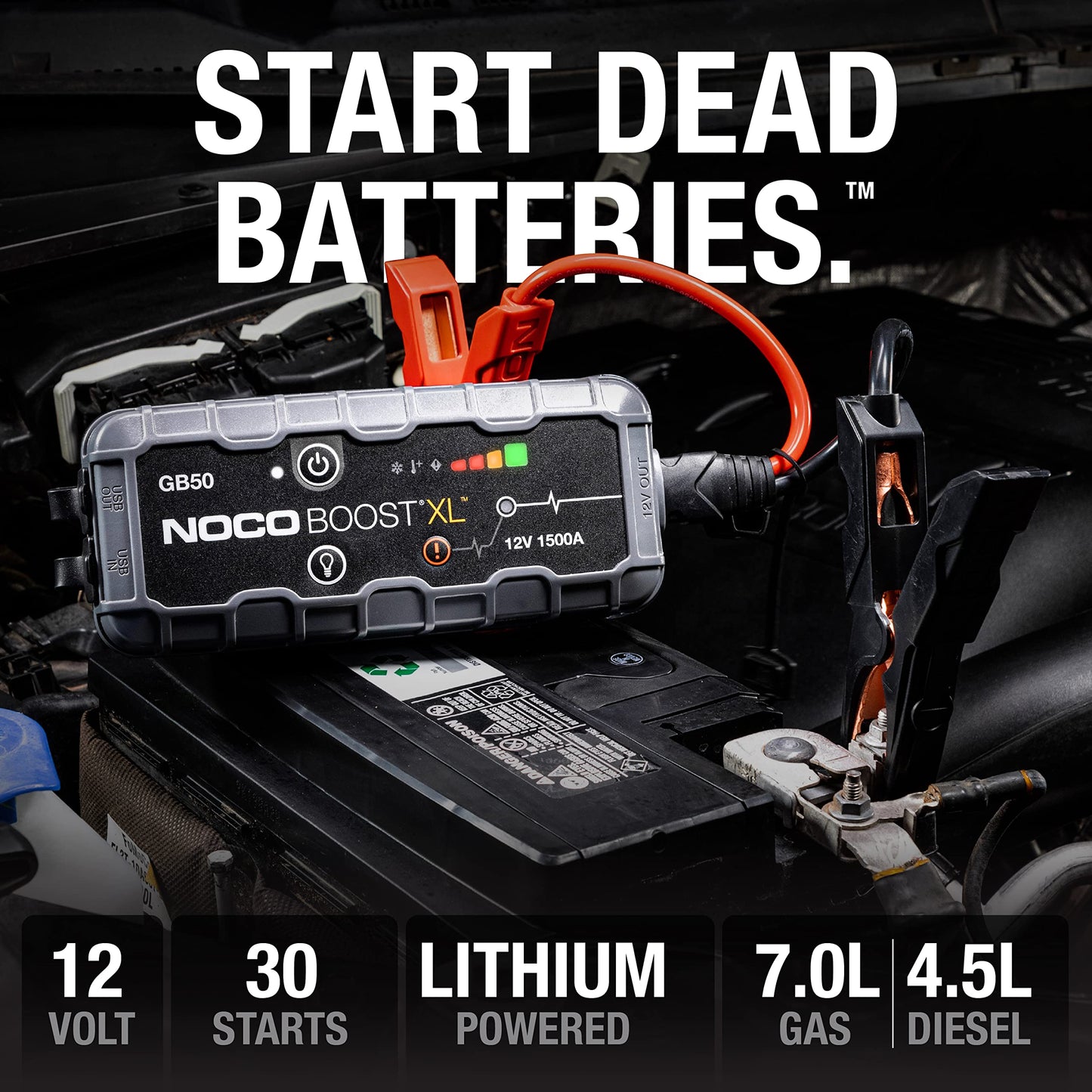 NOCO Boost GB50 Starthilfe Powerbank 1500A – 12V Lithium Starthilfegerät für Benziner & Diesel