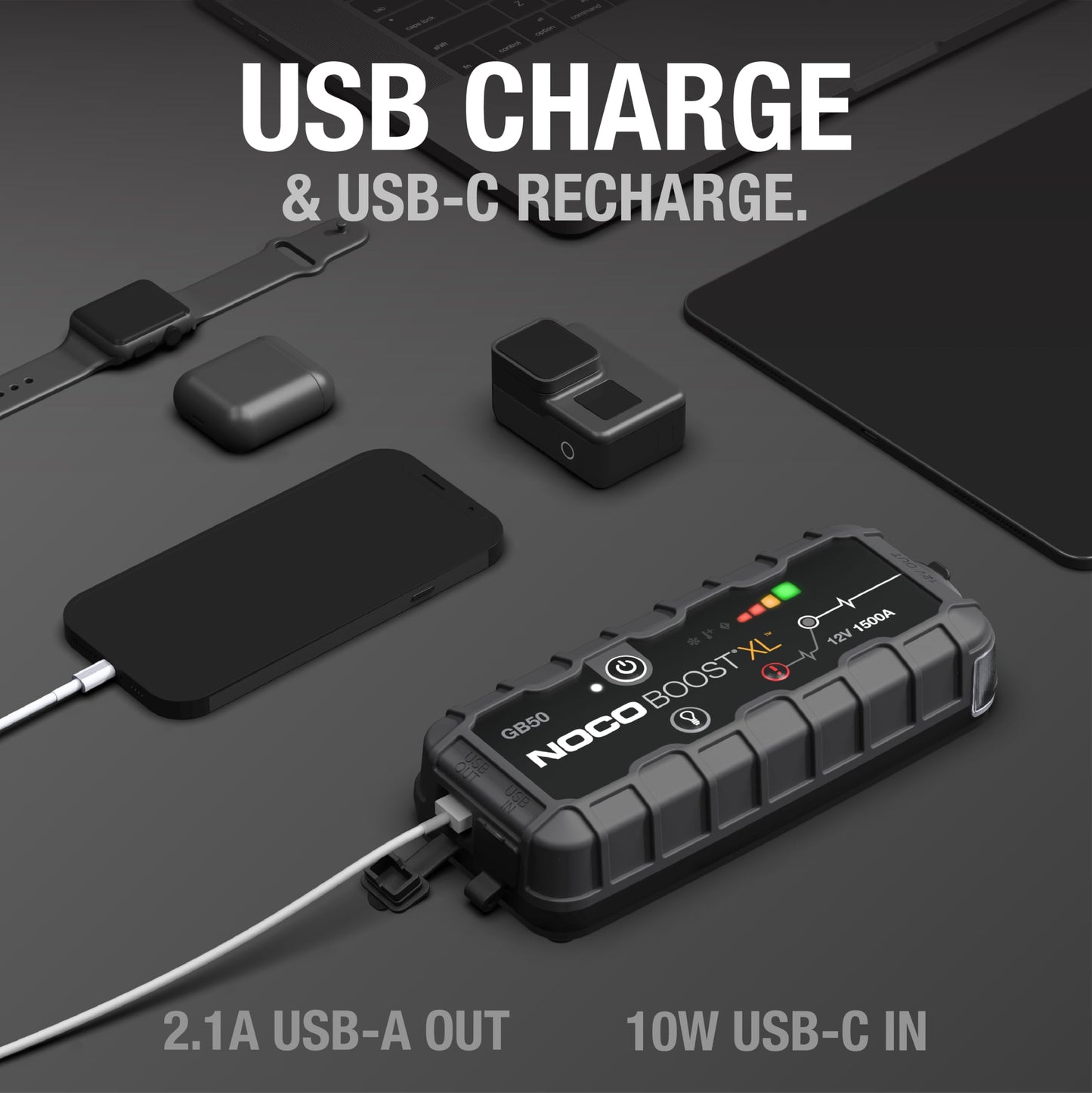 NOCO Boost GB50 Starthilfe 1500A – Lithium Auto Starthilfegerät Powerbank 12V für Benziner & Diesel