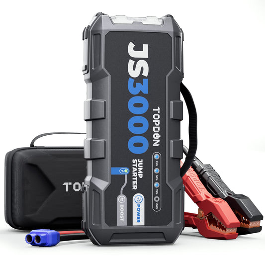 TOPDON JS3000 Starthilfe 12V 3000A – Auto Batterie Booster 24000mAh mit Powerbank, QC 3.0 & PD45W