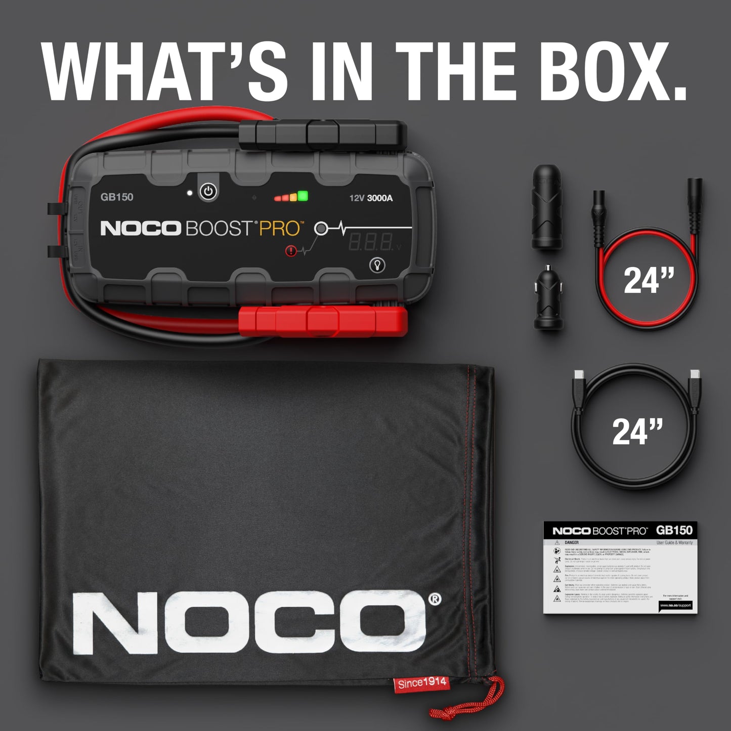 NOCO Boost GB150 Lithium Starthilfegerät 3000A – Powerbank für Auto, 12V Booster mit UltraSafe-Schutz