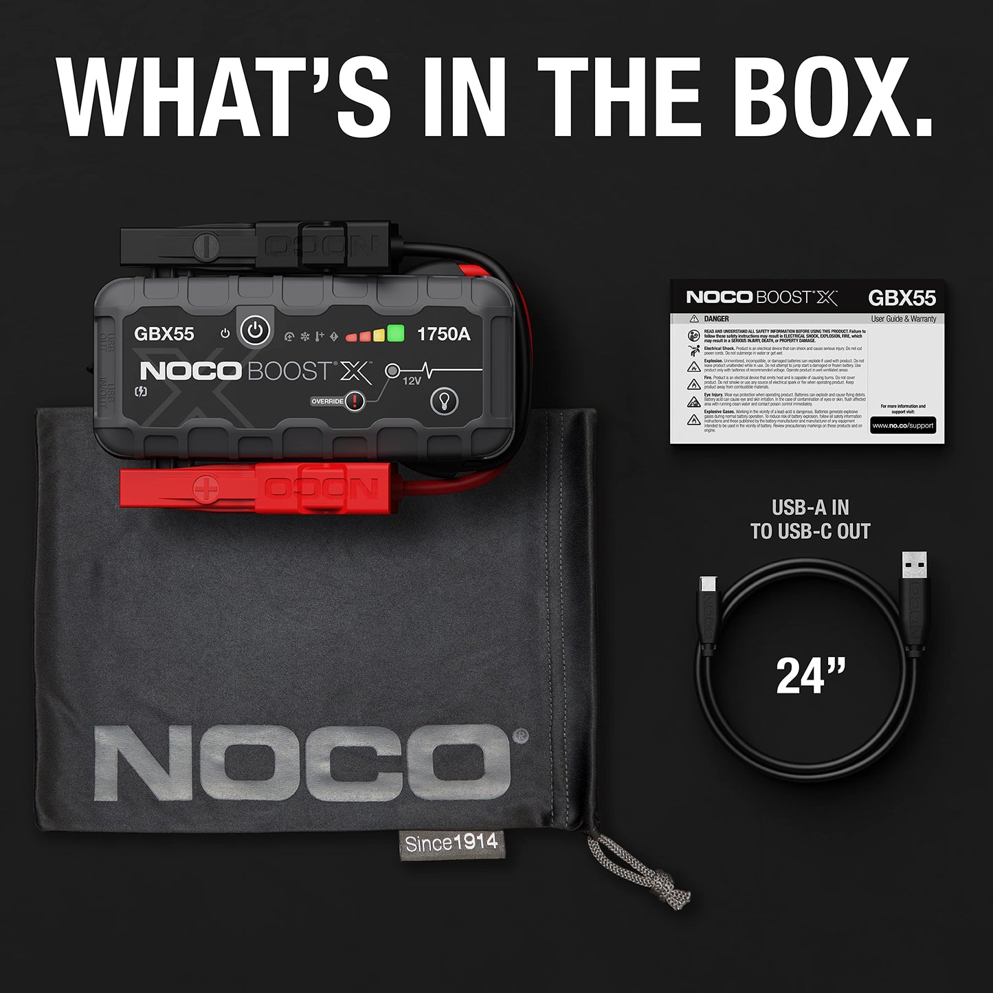 NOCO Boost X GBX55 Starthilfe Powerbank 1750A – 12V Lithium Starthilfegerät für Benziner & Diesel
