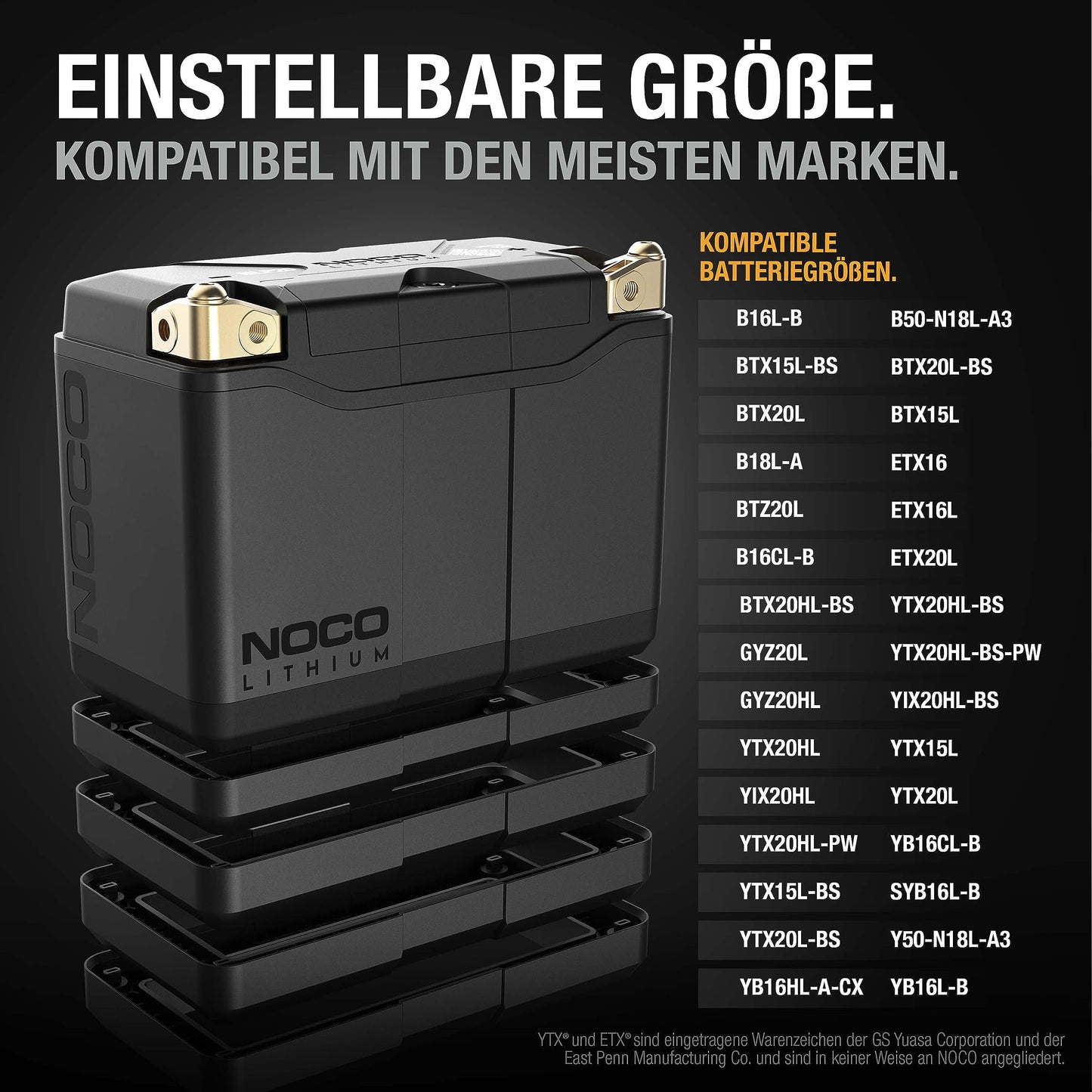 NOCO NLP20 Lithium Batterie 12V – Powersport Motorradbatterie, wartungsfrei, 600A Startstrom
