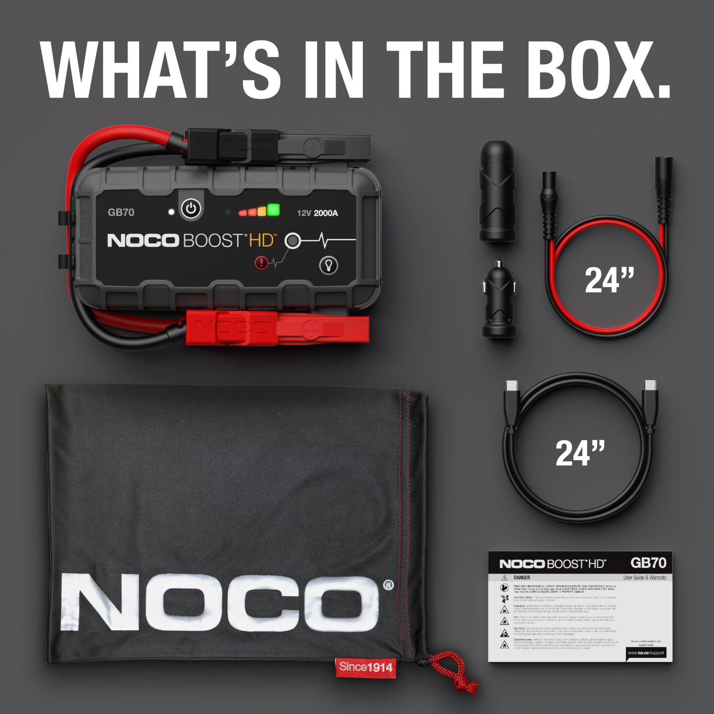 NOCO Boost GB70 Starthilfe 2000A – 12V Lithium Powerbank Starthilfegerät für Benzin & Diesel